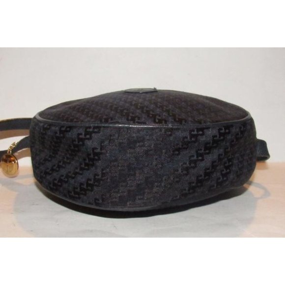 Gucci Vintage Navy Blue Canteen Style Dark Diagonal Square Print Canvas - Picture 4 of 12